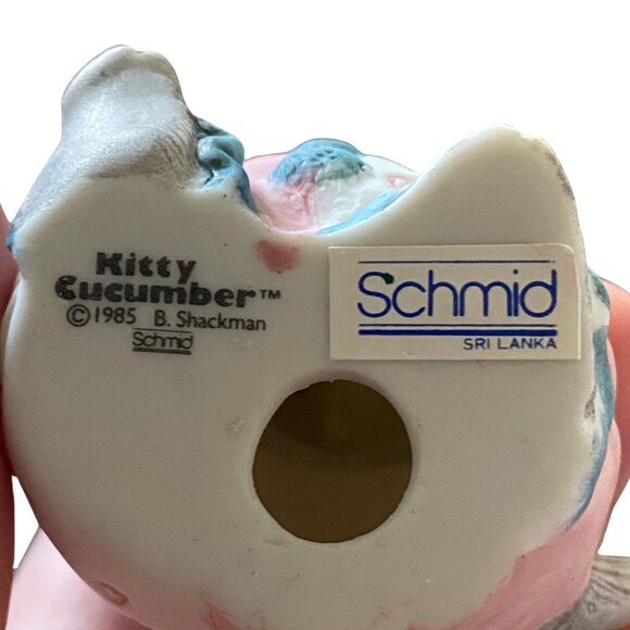 Vintage 1985 B. Shackman Schmid Kitty Cucumber Cat Juggling Ceramic Christmas Or - Picture 5 of 6